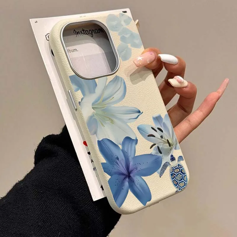 Xiaomi Redmi Note 14 - Elegant Blue Lily Fashion Pattern Phone